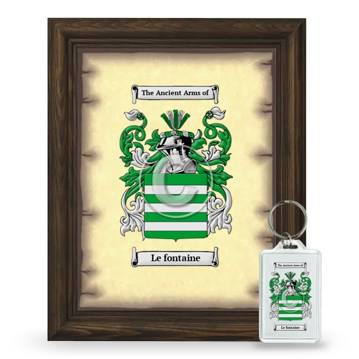 Le fontaine Framed Coat of Arms and Keychain - Brown